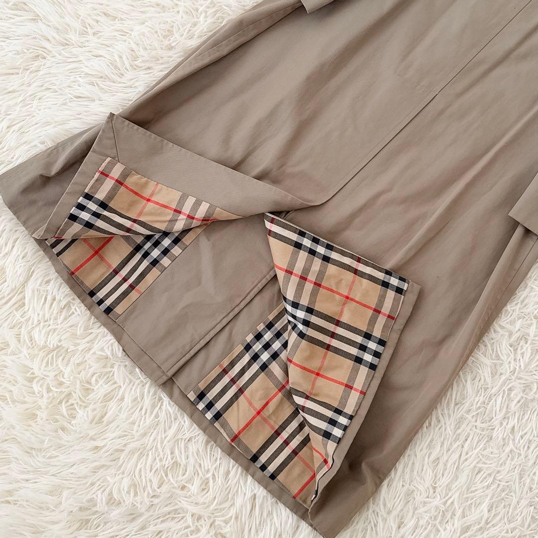 バーバリー 白タグ✨ヴィンテージ ステンカラーコート ノバチェック ベージュ