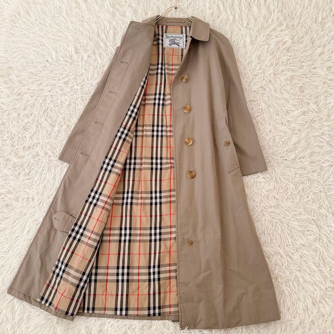 バーバリー 白タグ✨ヴィンテージ ステンカラーコート ノバチェック ベージュ