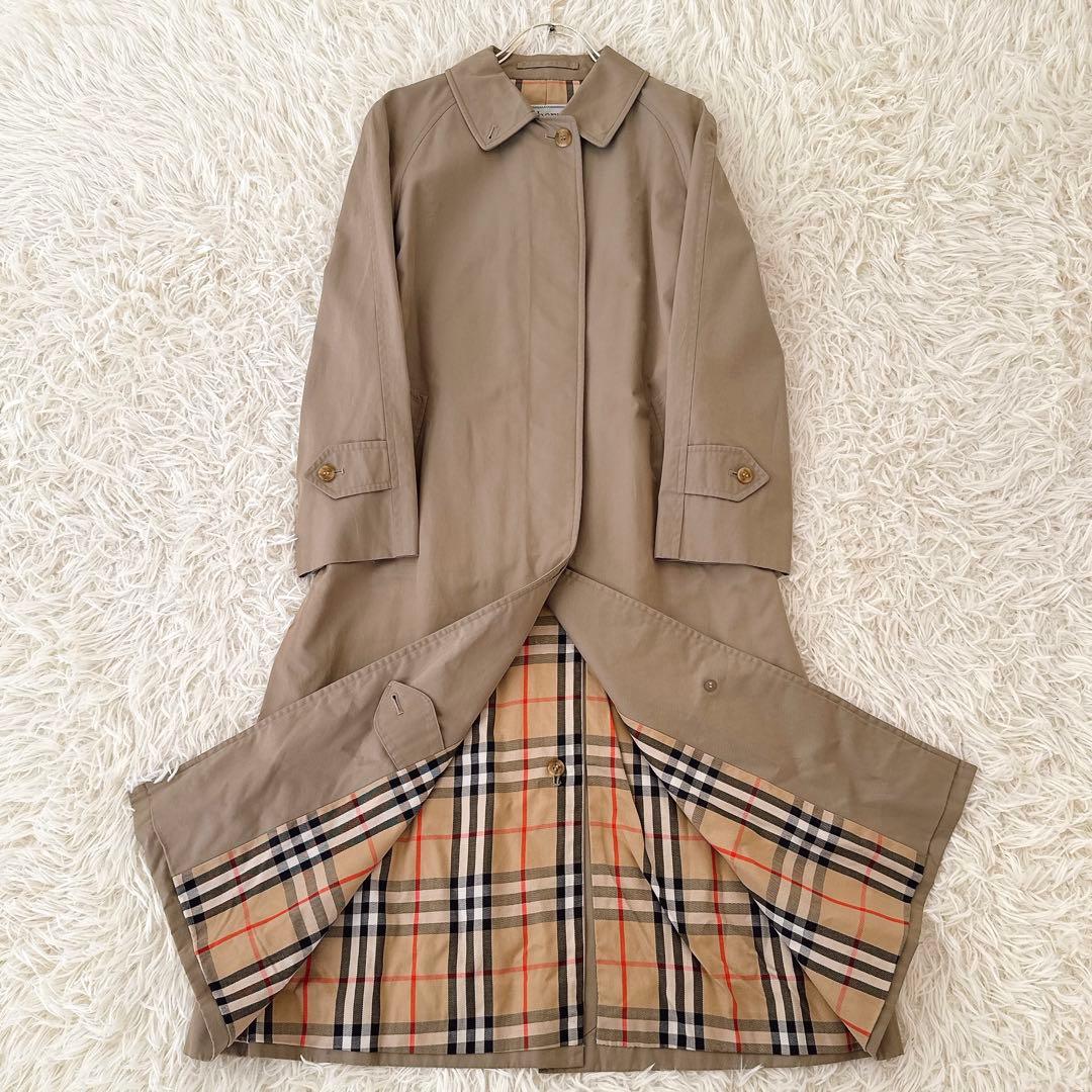 バーバリー 白タグ✨ヴィンテージ ステンカラーコート ノバチェック ベージュ