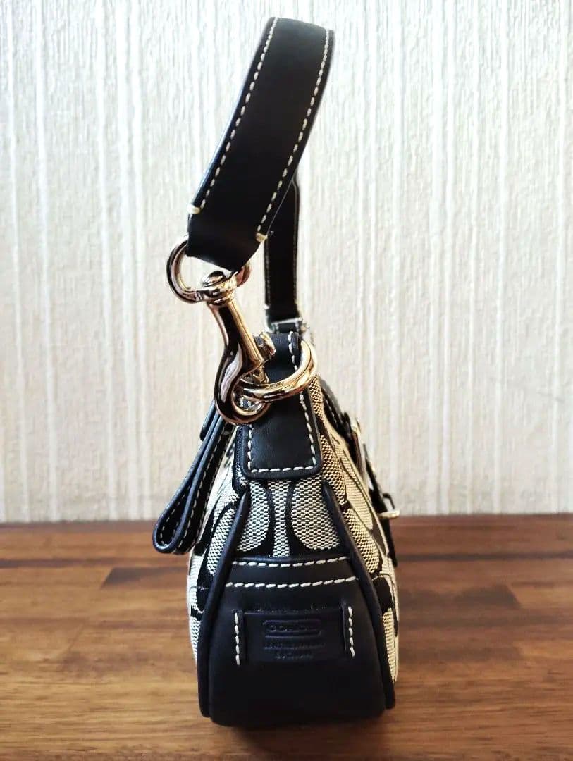 美品　人気　コーチ　シグネチャー　ワンショルダーバッグ　ブラック　保護袋付き