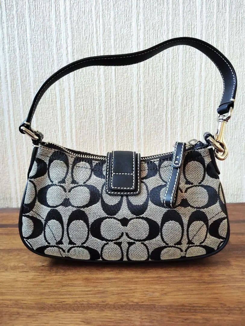 美品　人気　コーチ　シグネチャー　ワンショルダーバッグ　ブラック　保護袋付き