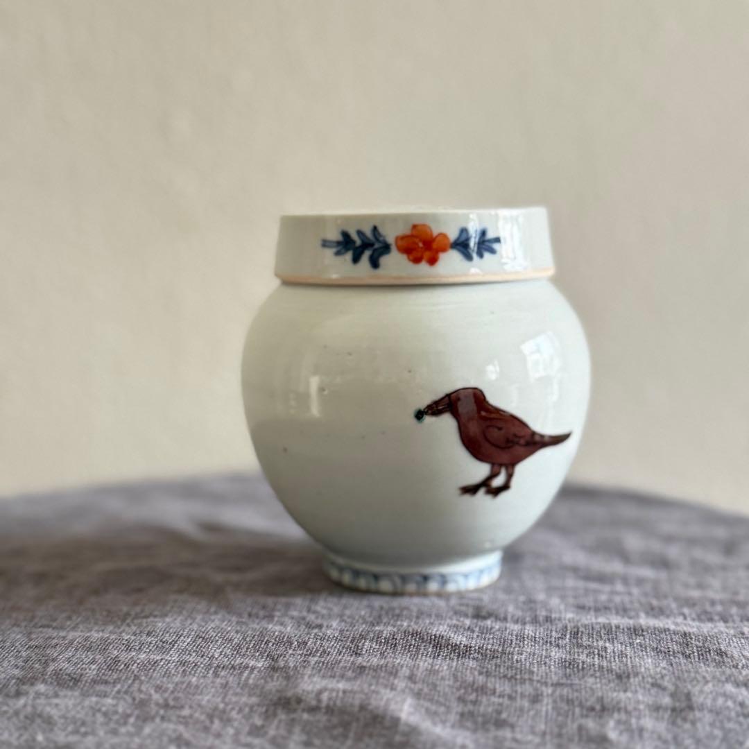 工房あめつち　カラスの手塩壺　蓋もの