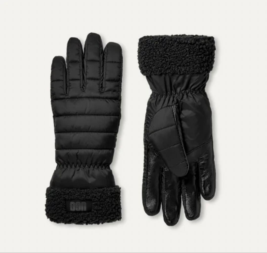 アグ UGG ブラック キルティング 手袋 ボア