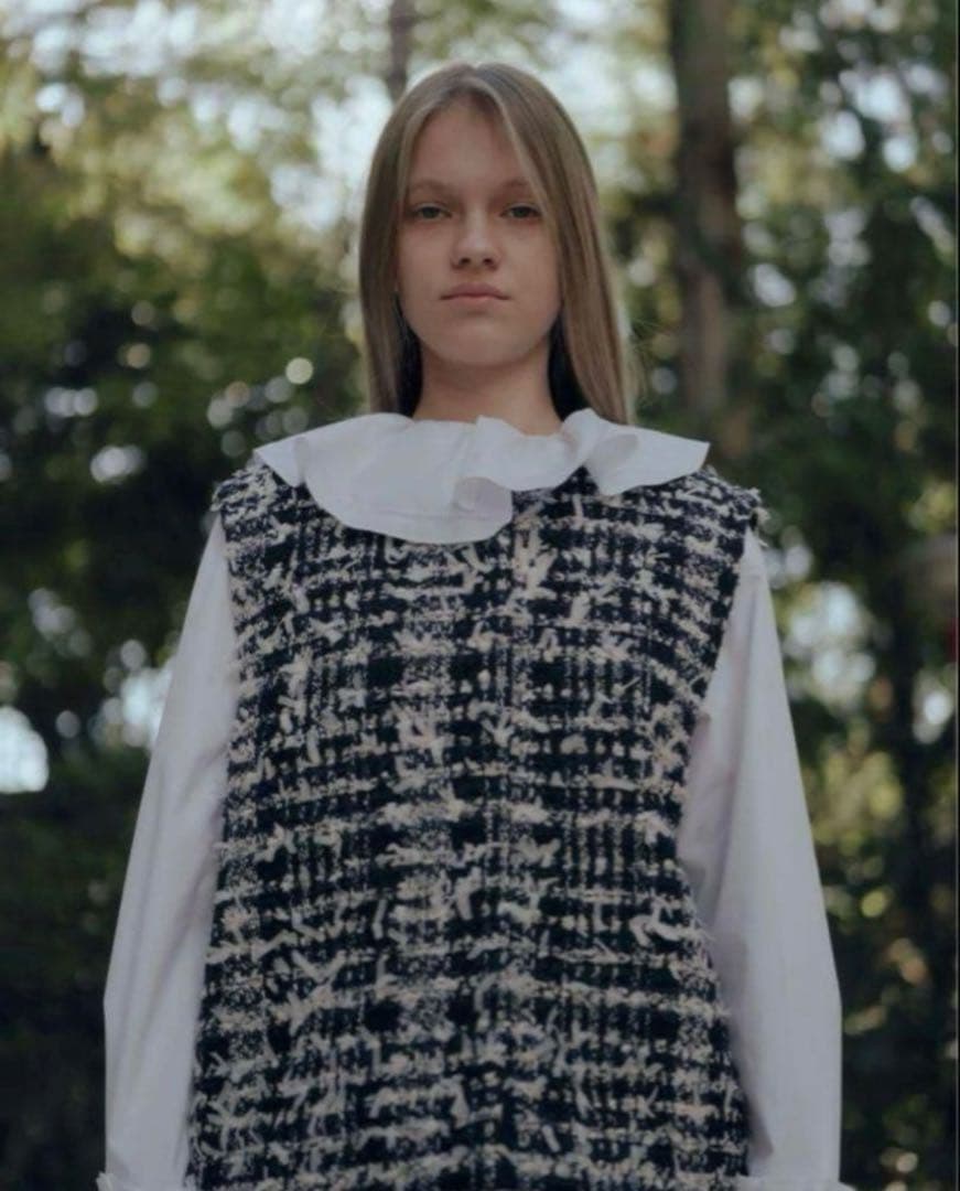 OHGA ネイビー・ホワイト ツイードベスト