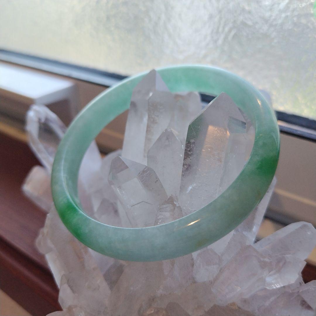 【返品、交換不可】ミャンマー 翡翠 バングル A貨 約64mm 大きいサイズ