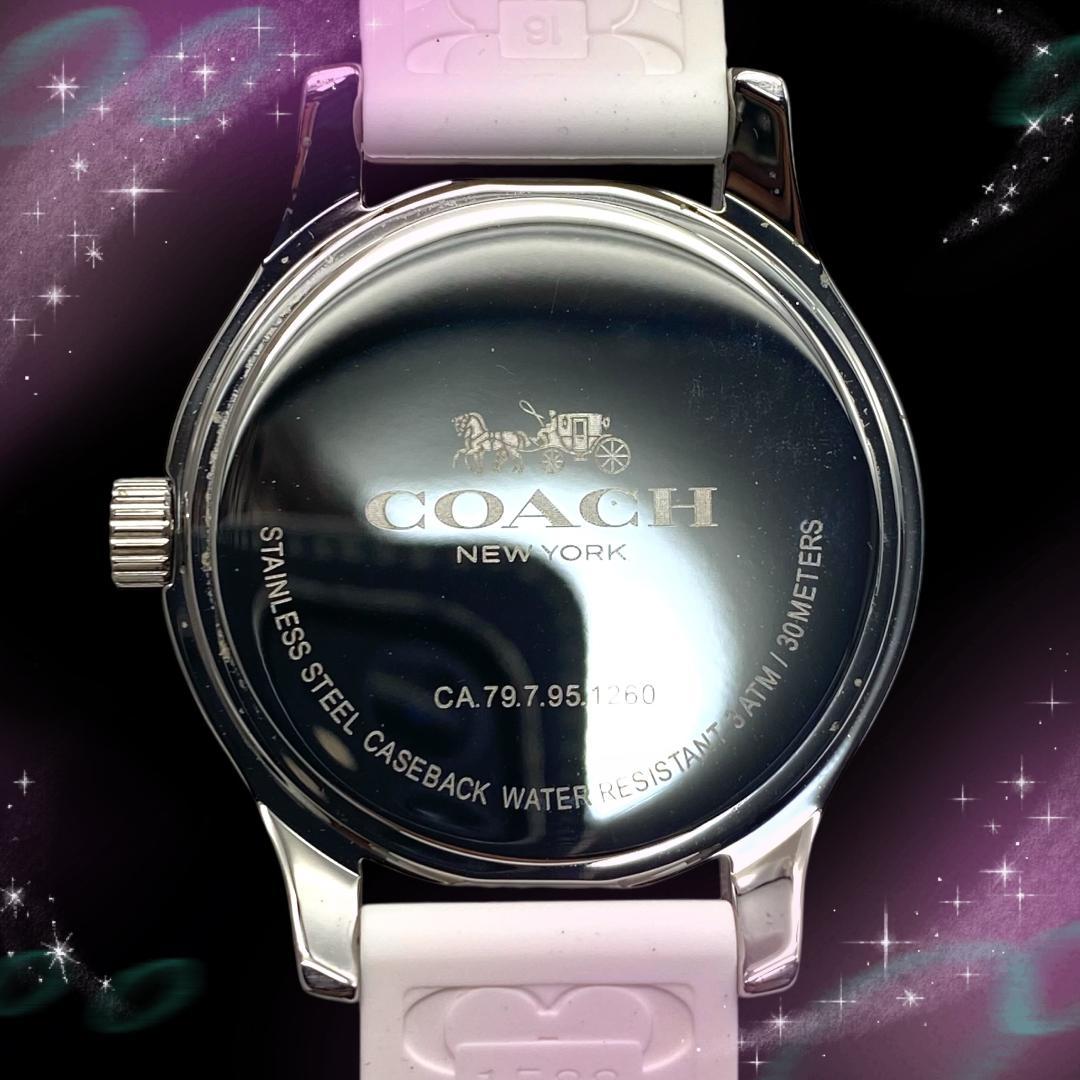 《美品　稼働品》　コーチ　レディースメンズ腕時計　シグネチャー　防水　クオーツ