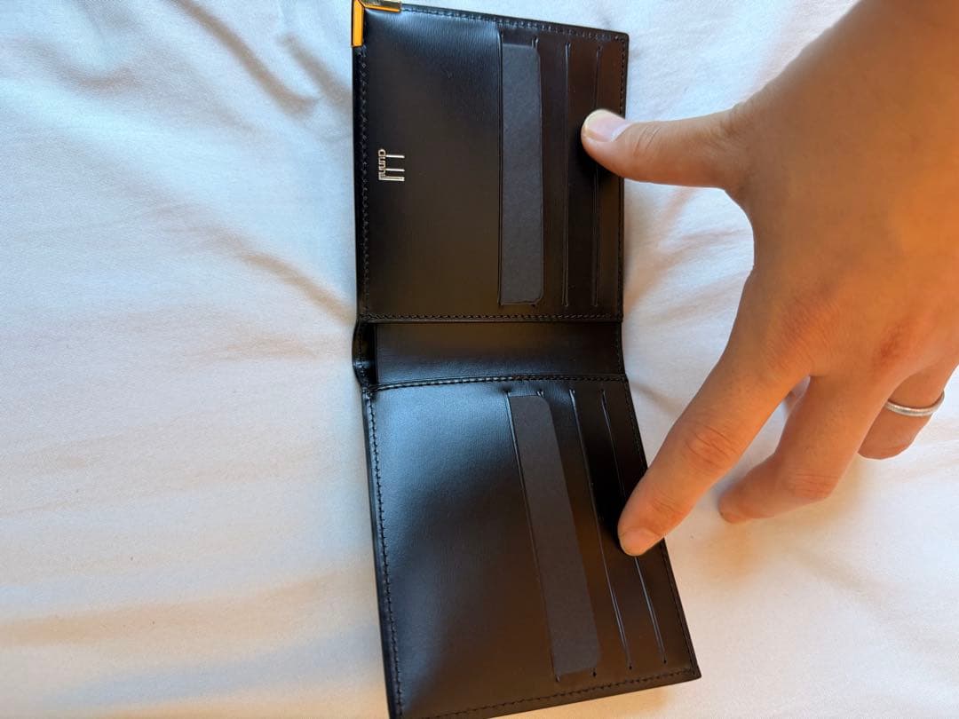 dunhill 極美品 二つ折り財布 ゴールドプレート 小銭入れなし