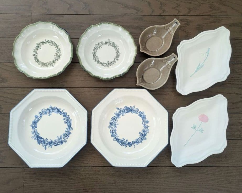 ③よしざわ窯（益子焼）　お皿、食器　リース模様セット　14点
