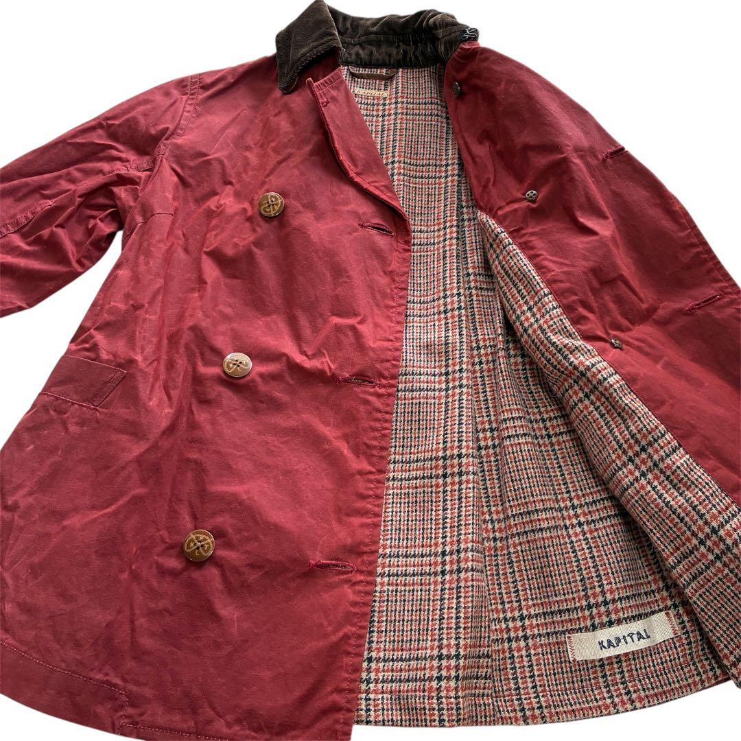 KAPITAL 高密度綿100%オイルコーティングオリバーコート 赤 サイズ0