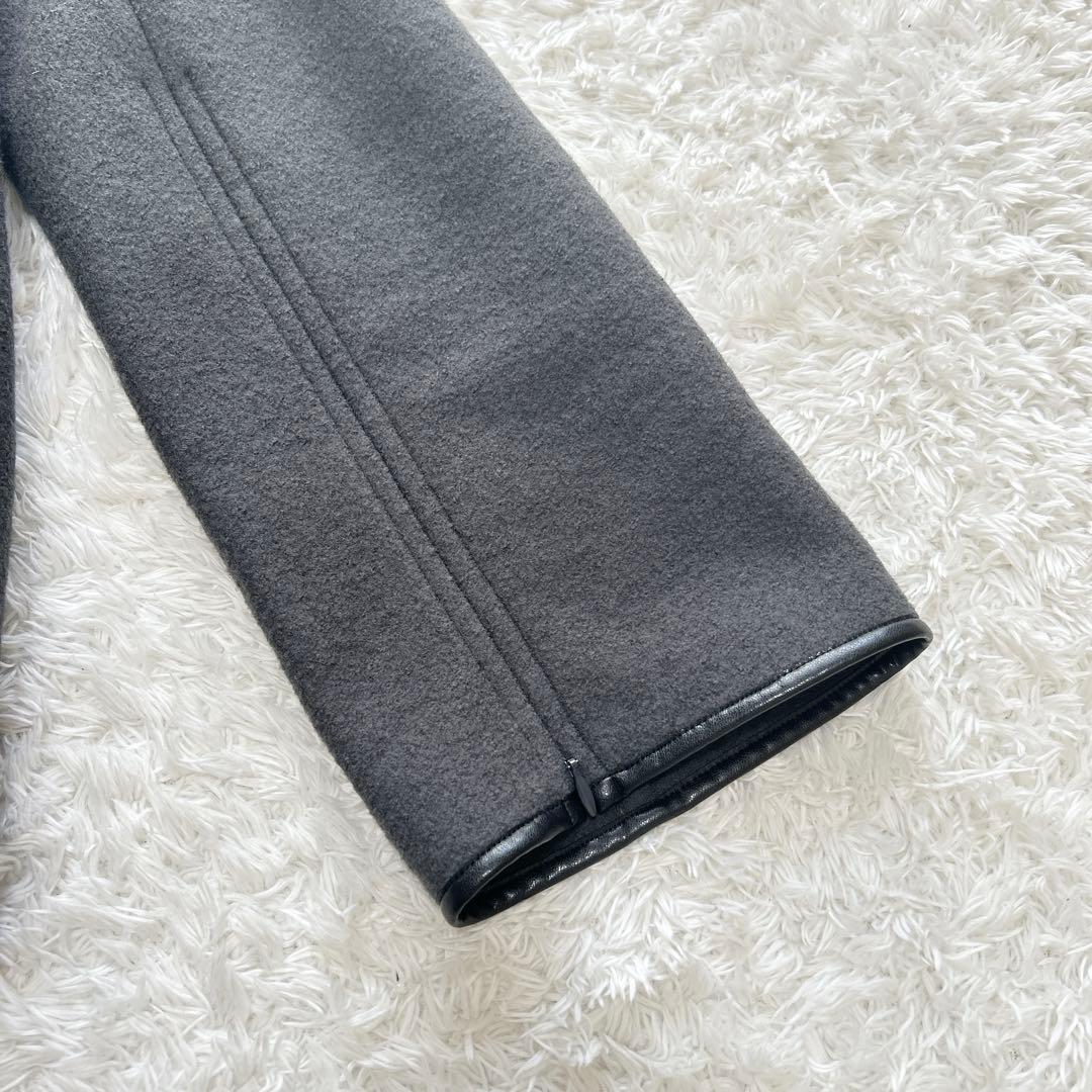 23区 コンプレストパイル ノーカラー アウター コート ジャケット グレー