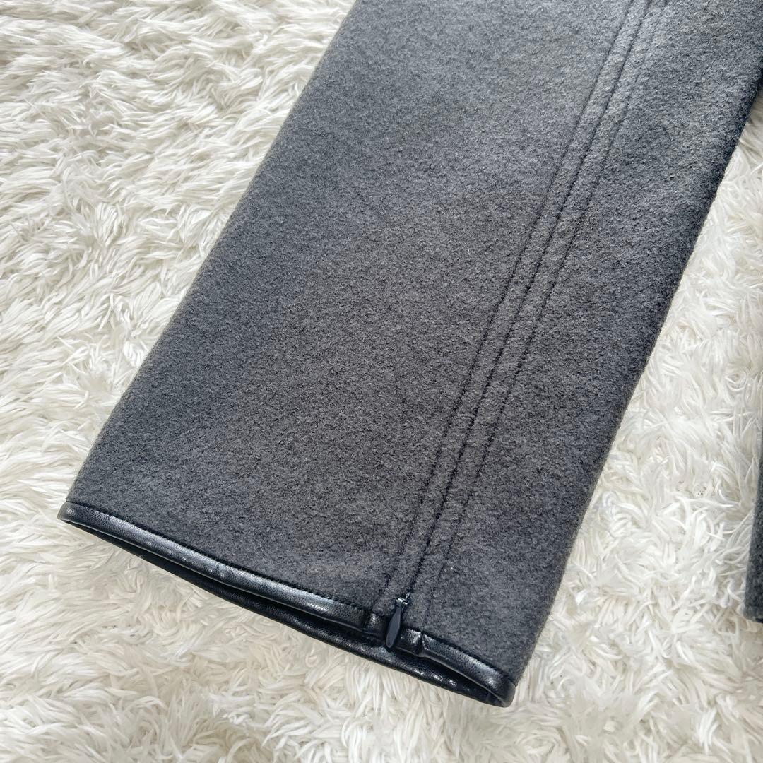 23区 コンプレストパイル ノーカラー アウター コート ジャケット グレー