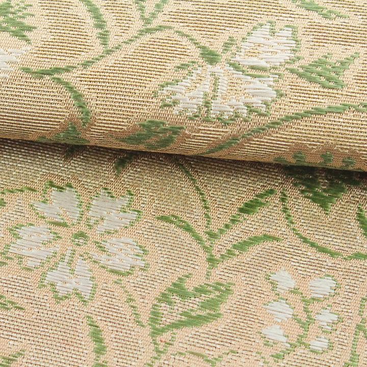 名門【龍村織宝】　たつむらの名物裂【早雲寺裂 文台銀襴】　【全通柄】の袋帯です