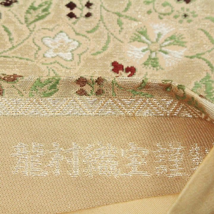 名門【龍村織宝】　たつむらの名物裂【早雲寺裂 文台銀襴】　【全通柄】の袋帯です