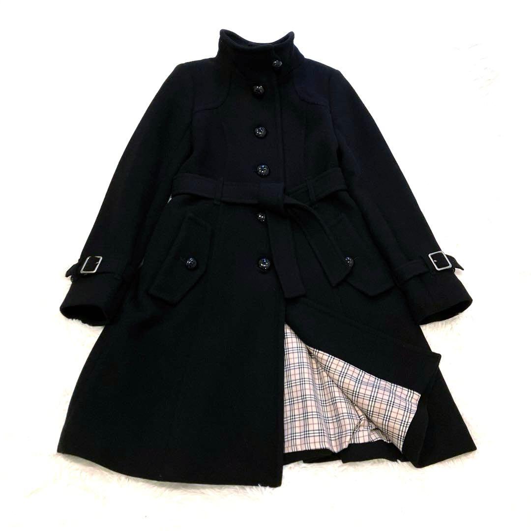 美品　バーバリープルーレーベル　アンゴラ3way ファー付コート　ブラック　38