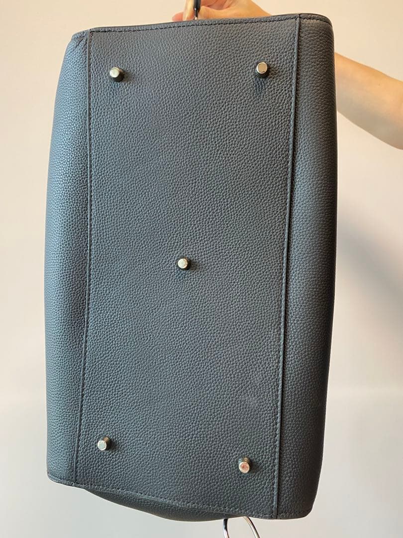 ブラックレザーハンドバッグ　 SIDE BELT BOSTON BAG