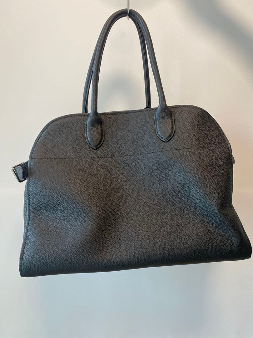 ブラックレザーハンドバッグ　 SIDE BELT BOSTON BAG