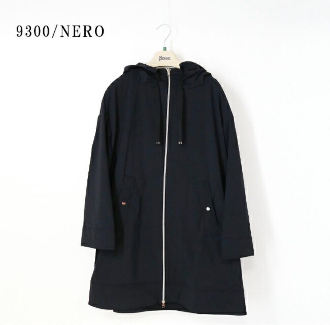 ヘルノ　HERNO フード付きナイロンコート　42Mサイズ　レディース黒