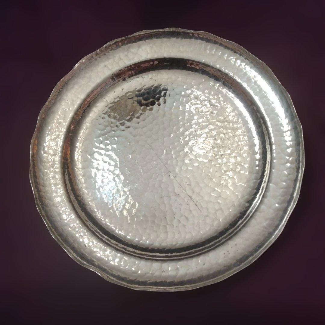 わんわん　純銀　小皿　槌目　53.2g