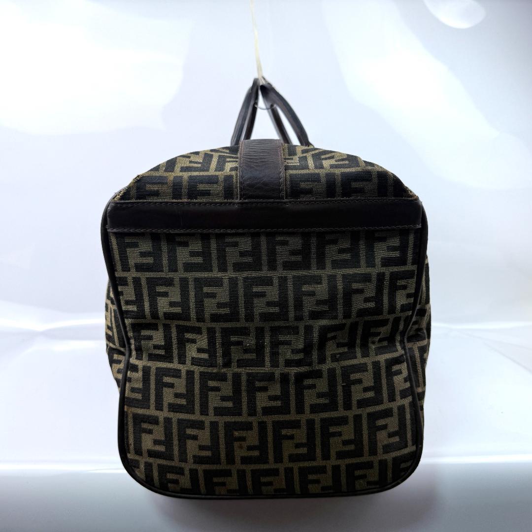 FENDI ボストンバッグ 特大 ズッカ キャンバス　レザー ブラウン 大容量