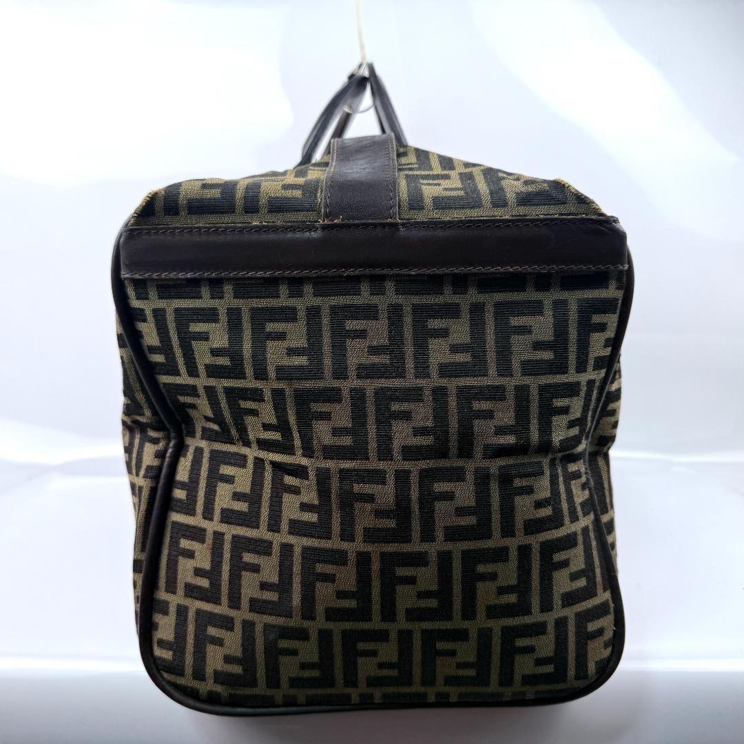 FENDI ボストンバッグ 特大 ズッカ キャンバス　レザー ブラウン 大容量