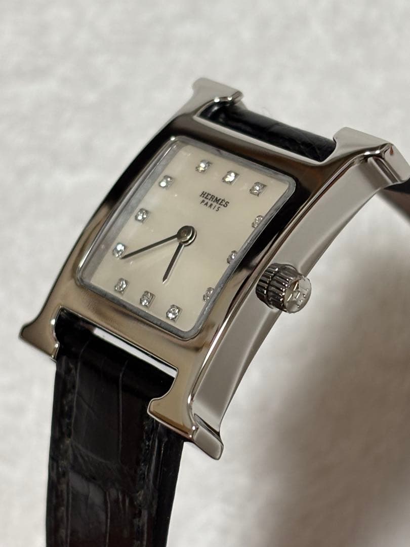 エルメスHERMES Hウォッチ HH1.210 12Pダイヤ 外装仕上げ済み