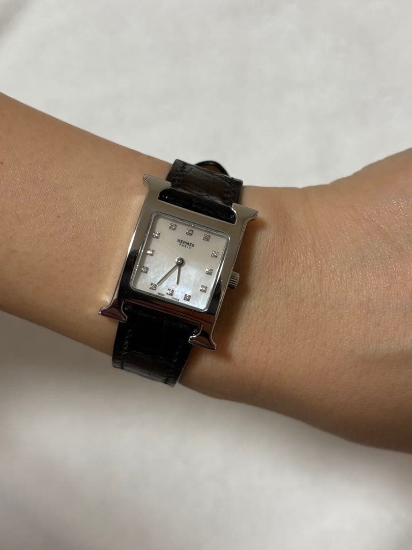 エルメスHERMES Hウォッチ HH1.210 12Pダイヤ 外装仕上げ済み