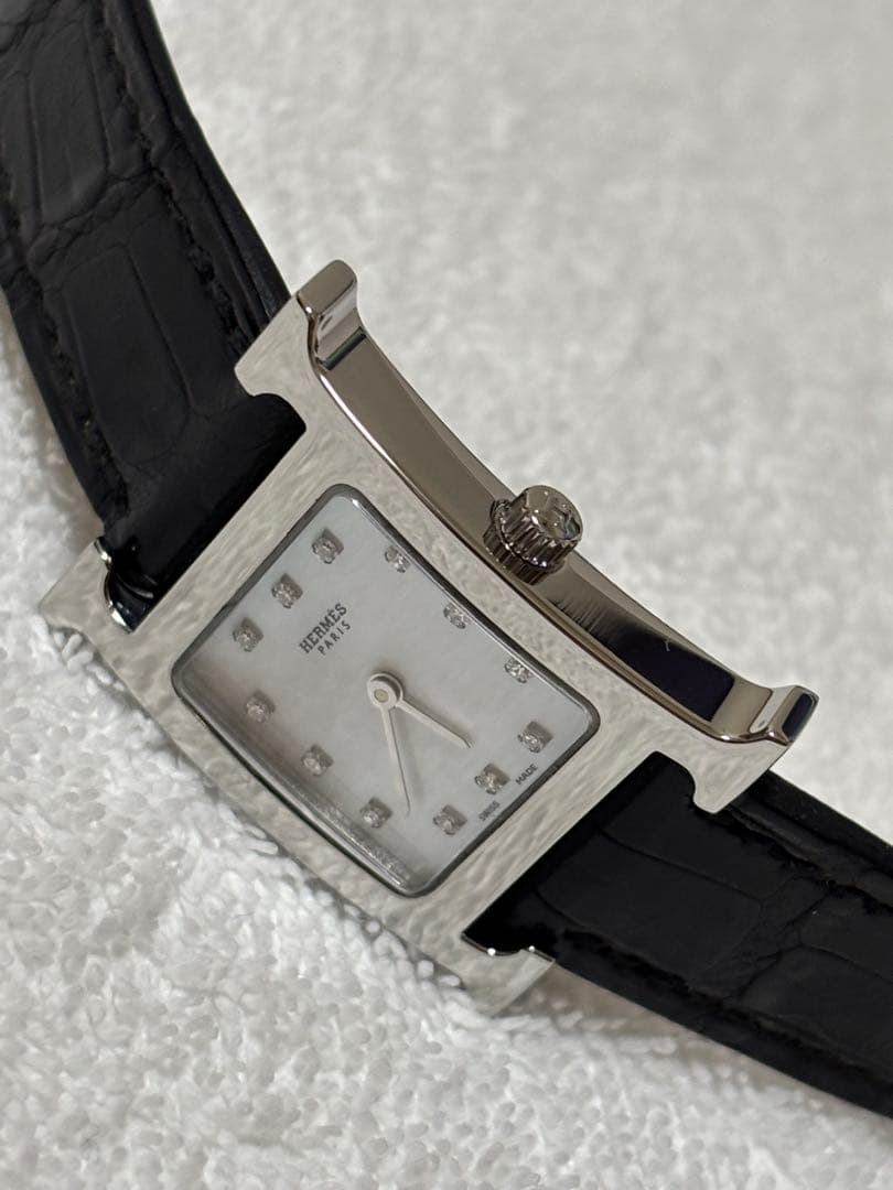 エルメスHERMES Hウォッチ HH1.210 12Pダイヤ 外装仕上げ済み