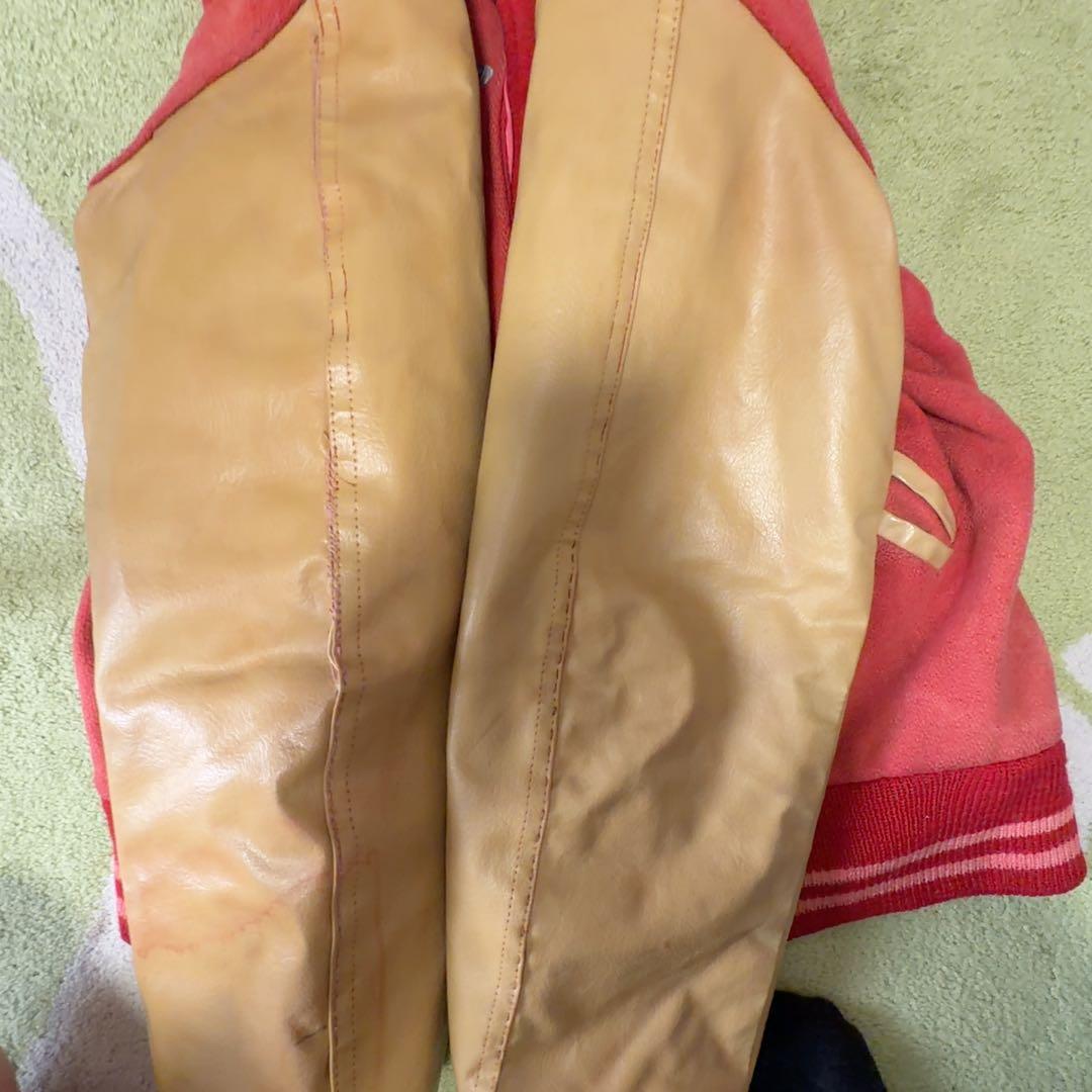 【60s vintage】レザースタジャン　鬼フェード　本革　レーヨン　古着