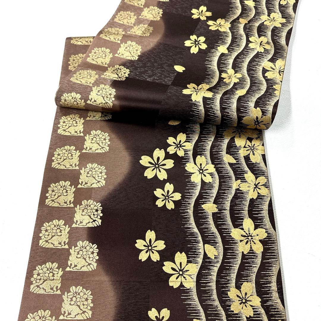 専用帯4726 ●善之助 一期一会 高級 正絹 六通 袋帯 花兎