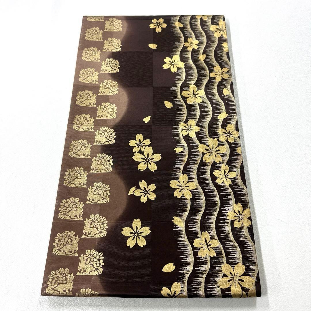 専用帯4726 ●善之助 一期一会 高級 正絹 六通 袋帯 花兎