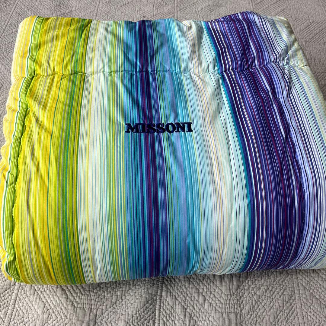 新品未使用 MISSONI 掛け布団 マルチカラー ストライプ150×200