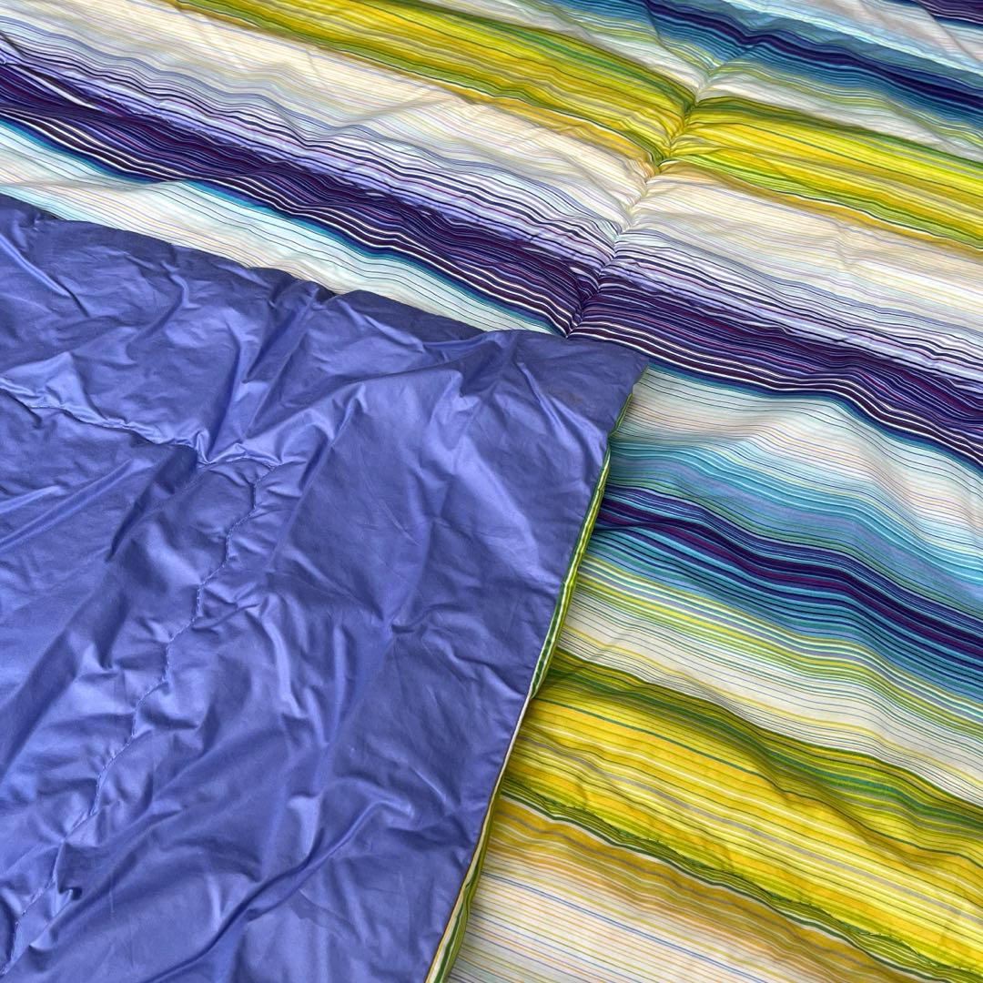 新品未使用 MISSONI 掛け布団 マルチカラー ストライプ150×200