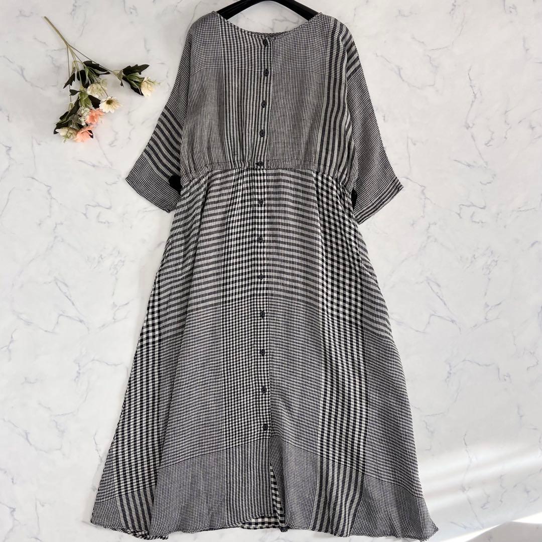 BEARDSLEY ビアズリー ランダム チェック リネン ワンピース