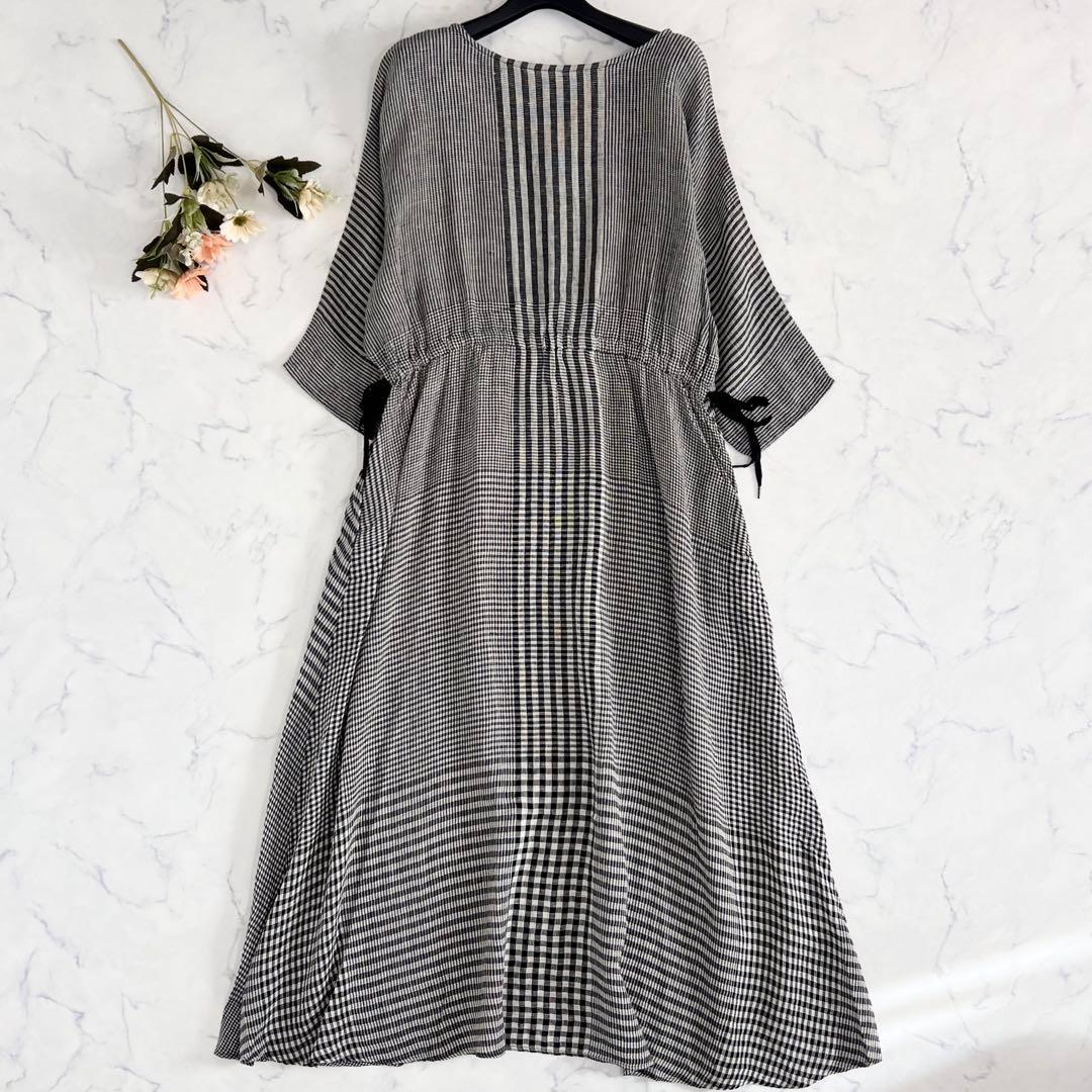 BEARDSLEY ビアズリー ランダム チェック リネン ワンピース