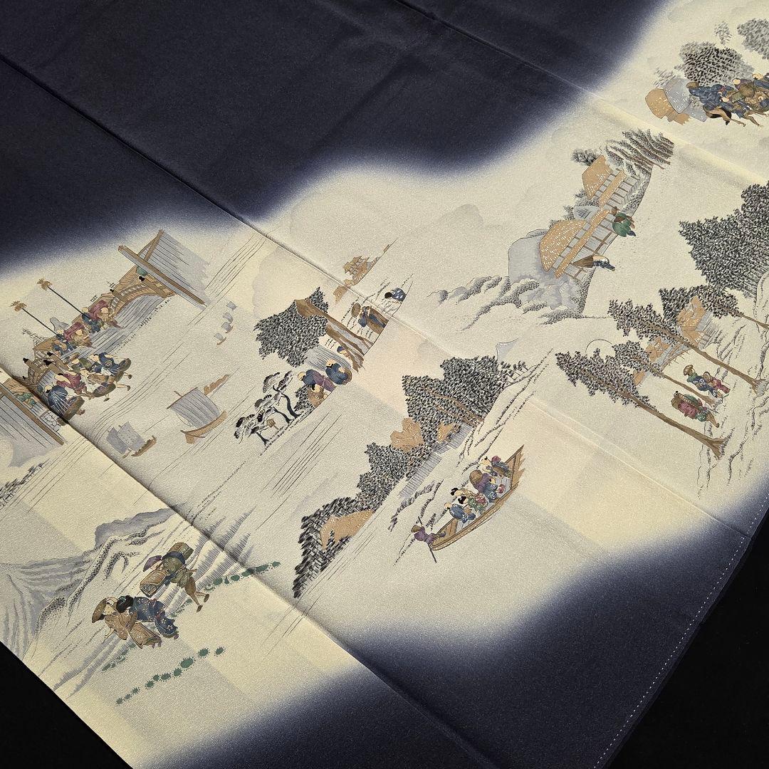 【予約済】着物と帯京月花 m3772 ■濃い青紫系友禅加納義乙正絹訪問着袷広衿■