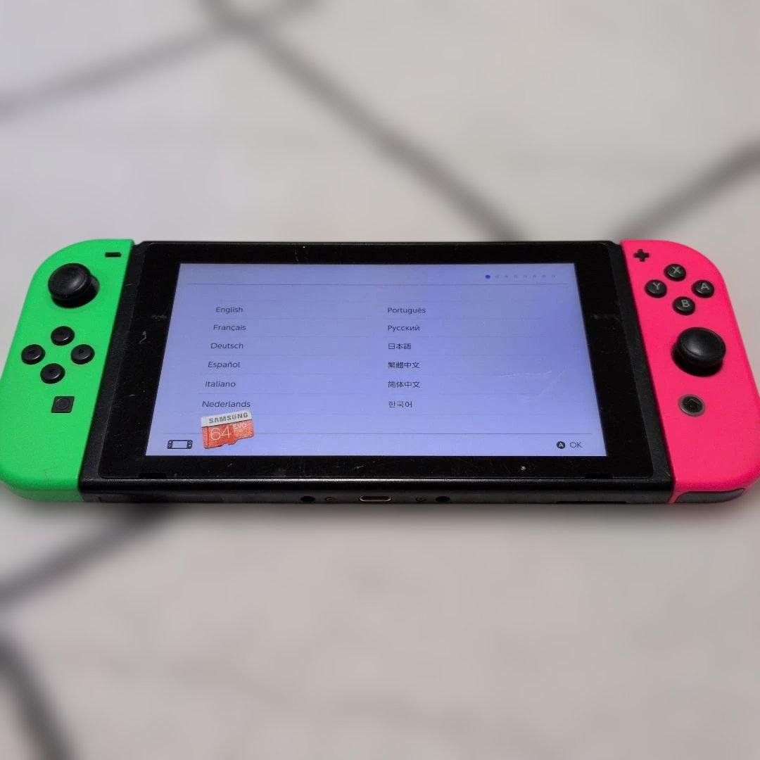 Nintendo Switch グリーン/ピンク SDカード付き