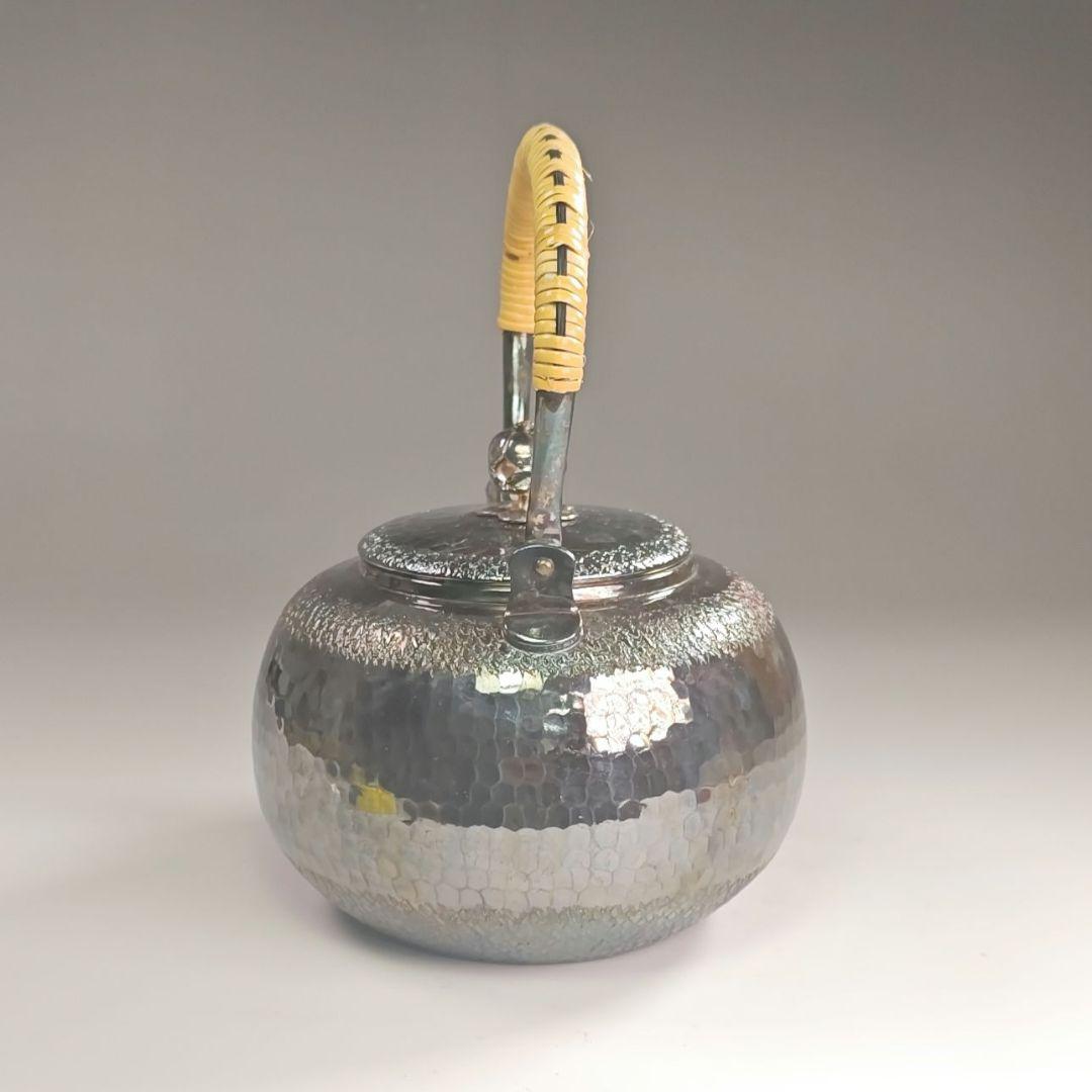 ウ303 急須『銀川堂　峰斎作』『燻銀　いぶし銀　水注　薬缶』茶道具　銅製