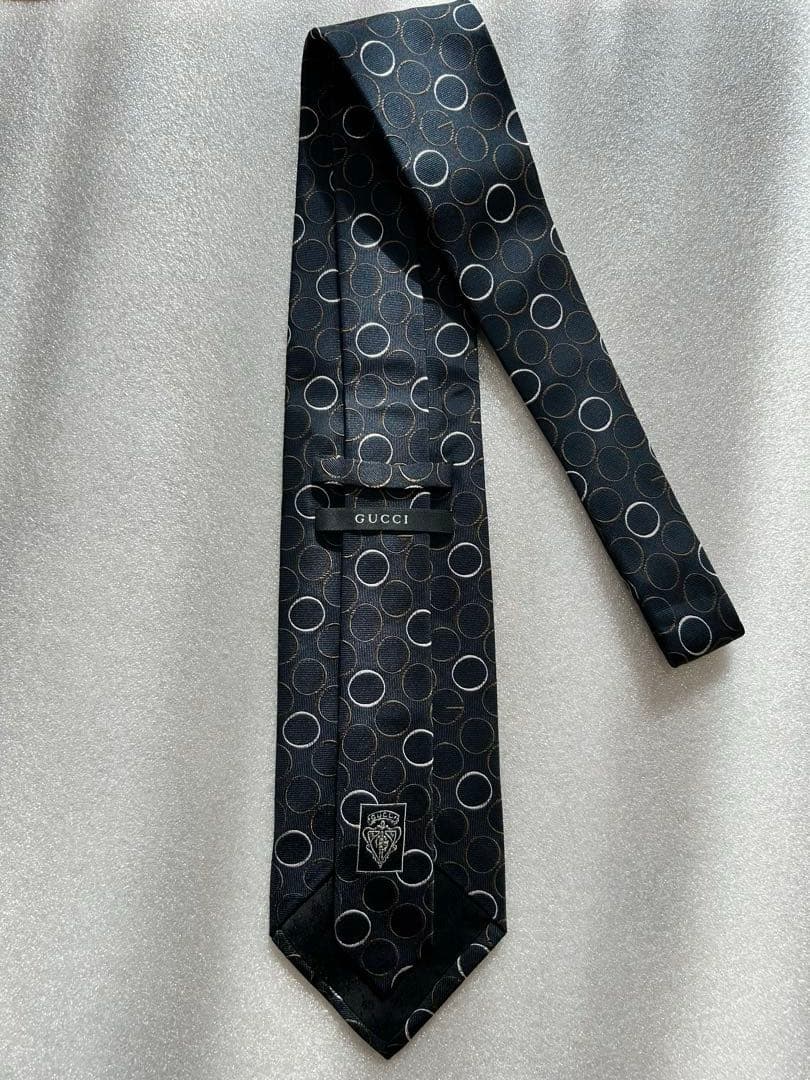 美品✨GUCCI グッチ ブランド ネクタイ Gロゴ ドット柄 クレスト紋章