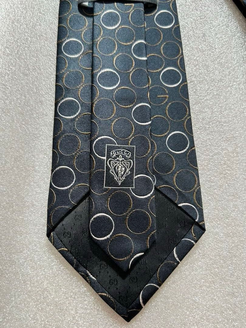 美品✨GUCCI グッチ ブランド ネクタイ Gロゴ ドット柄 クレスト紋章
