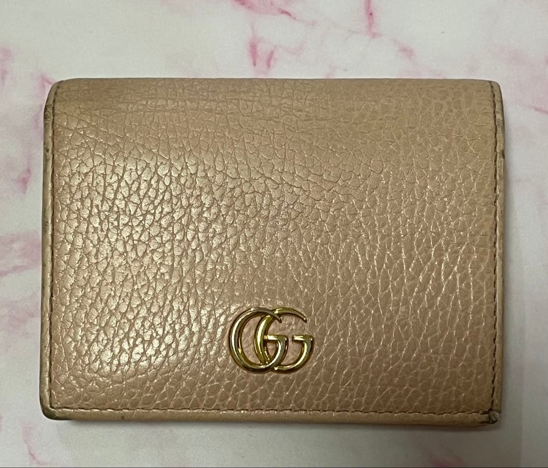 GUCCI グッチ ダブルG マーモント 二つ折り財布 ピンク
