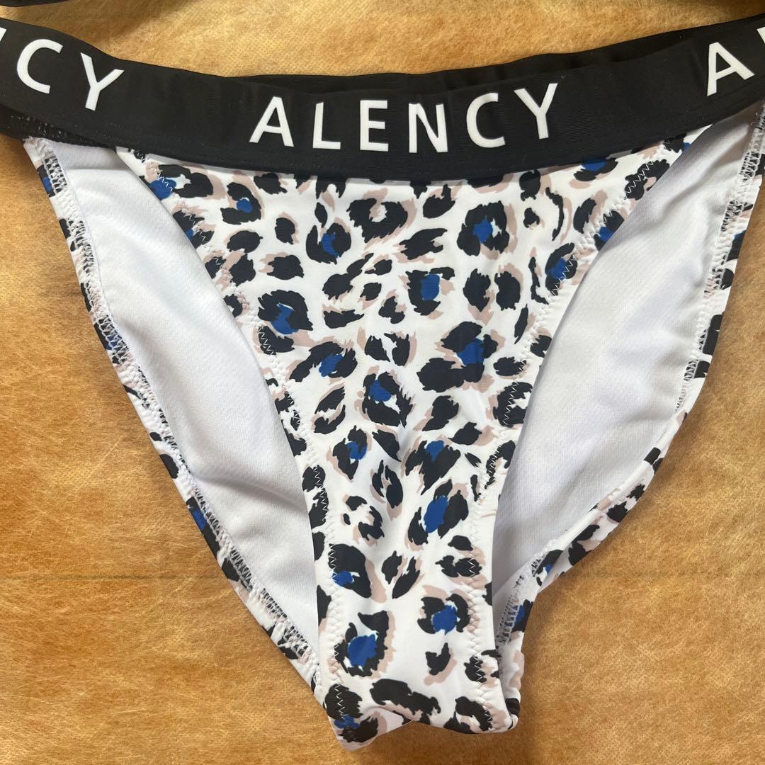 ALENCY アレンシー ロゴ入り トライアングルビキニ WHT 豹柄
