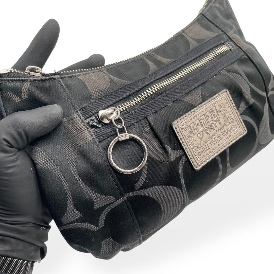 美品　COACH　コーチ ワンショルダーバッグ シグネチャー ポピー 黒