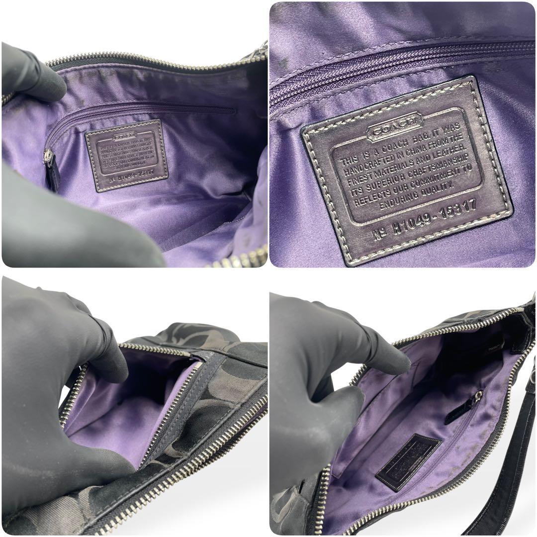 美品　COACH　コーチ ワンショルダーバッグ シグネチャー ポピー 黒