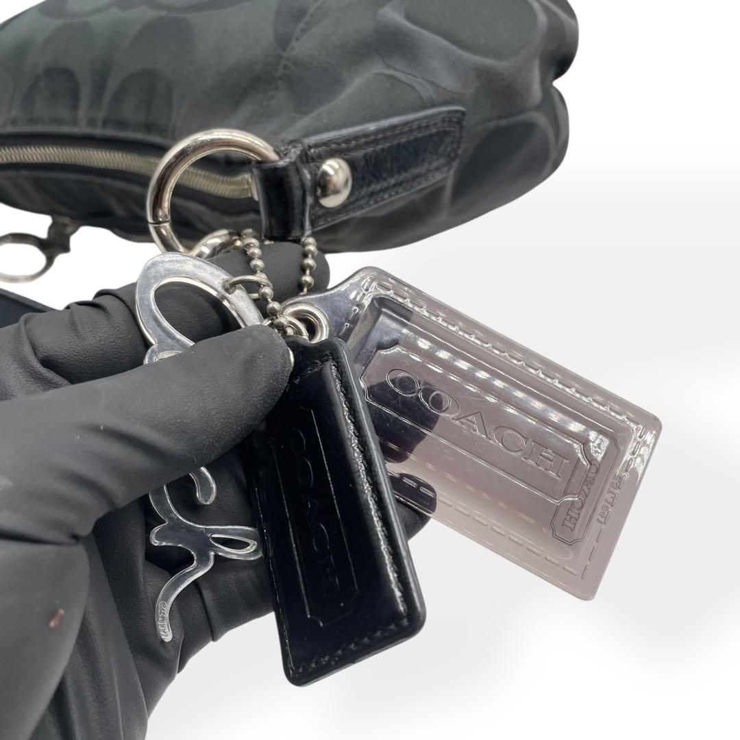 美品　COACH　コーチ ワンショルダーバッグ シグネチャー ポピー 黒