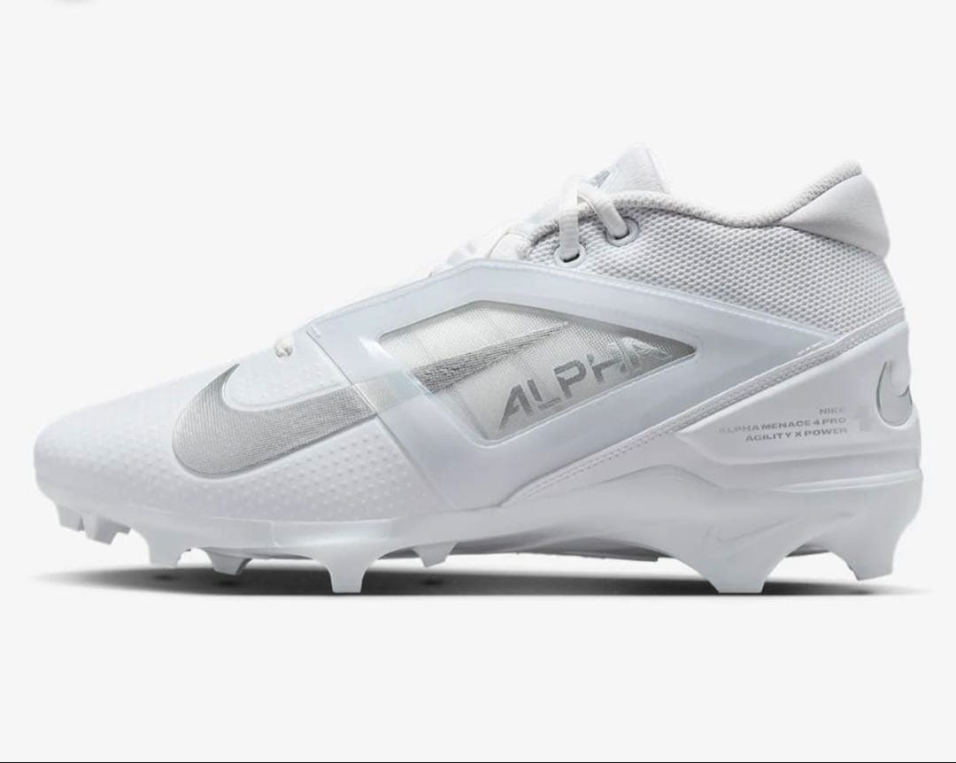 ナイキ 27.5 アルファメナス プロ アメフト スパイク シューズ 靴 白 g