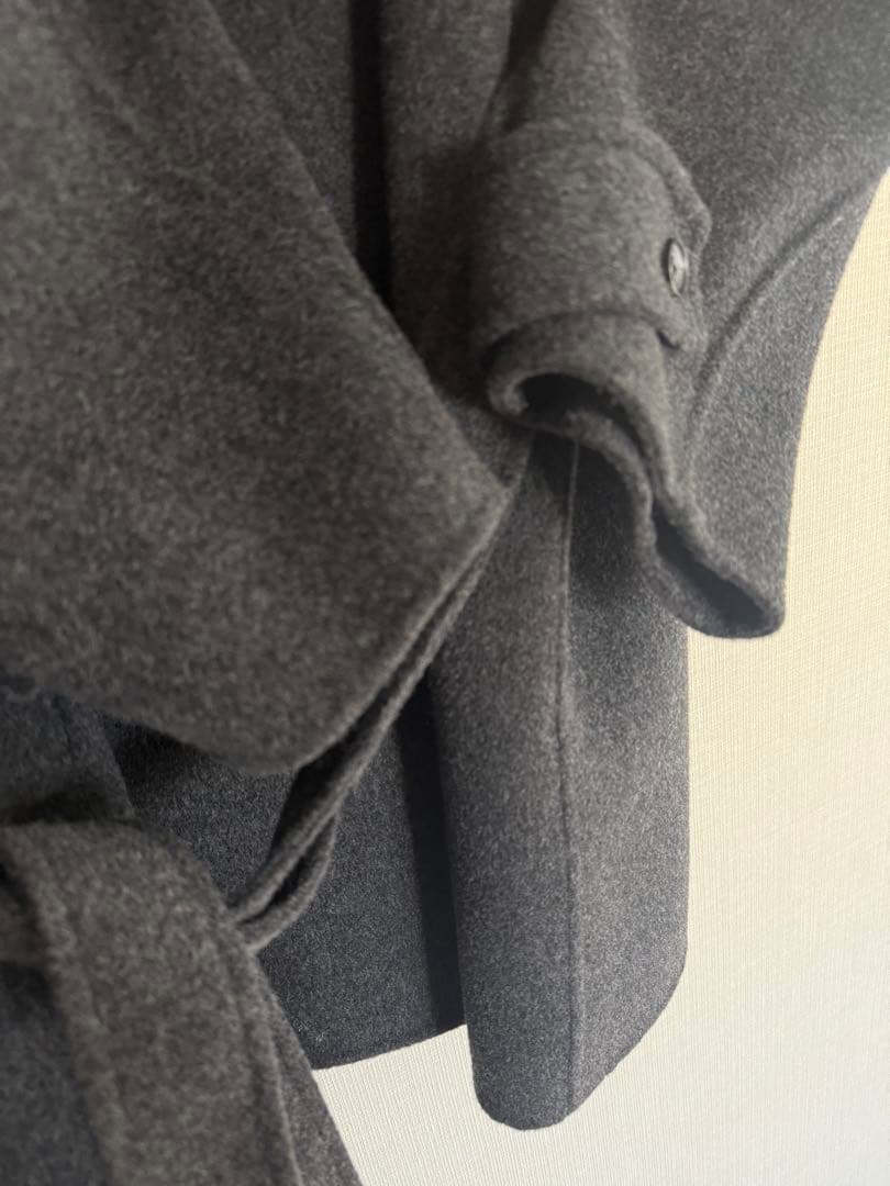 anuans リバーウールミドルトレンチコート　チャコールグレー