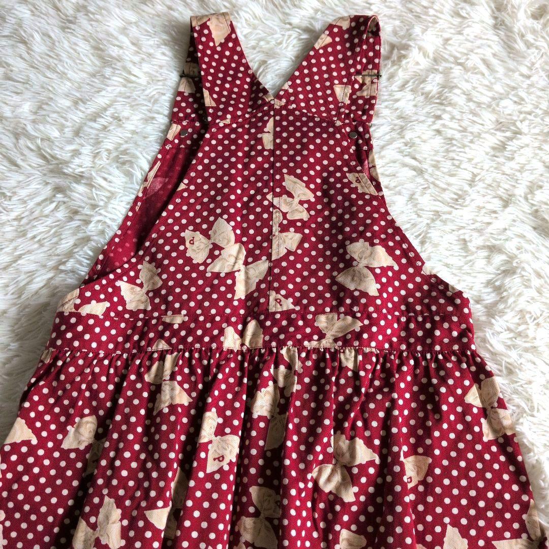 ピンクハウス　ジャンバースカートリボン PINK HOUSE 赤ドットサロペット