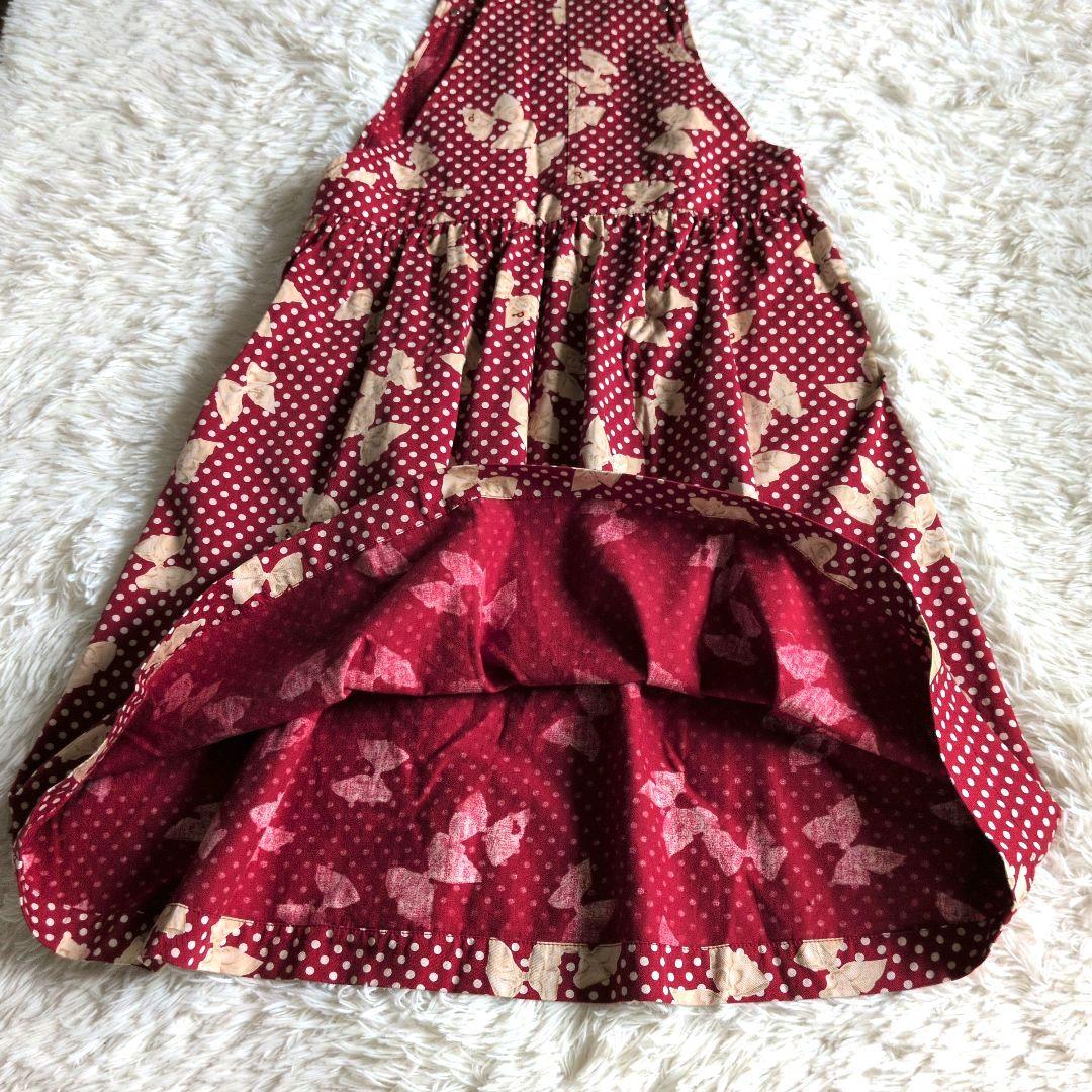 ピンクハウス　ジャンバースカートリボン PINK HOUSE 赤ドットサロペット