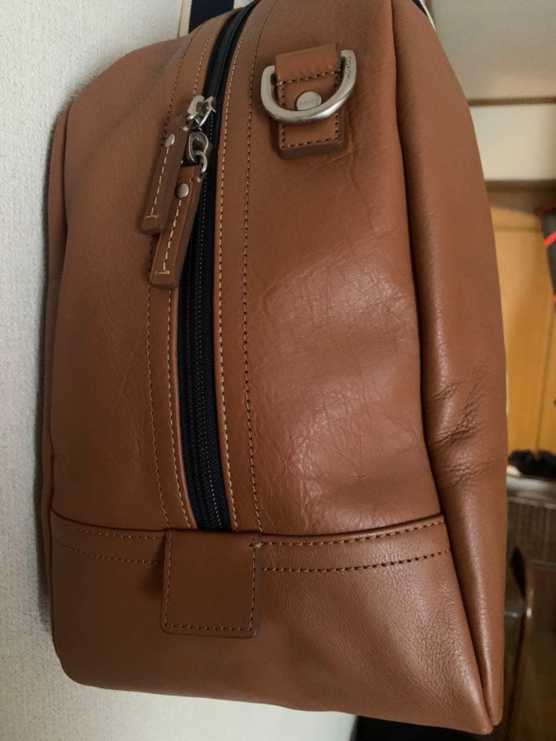 COACH ボストンバッグ ブラウン ストライプ