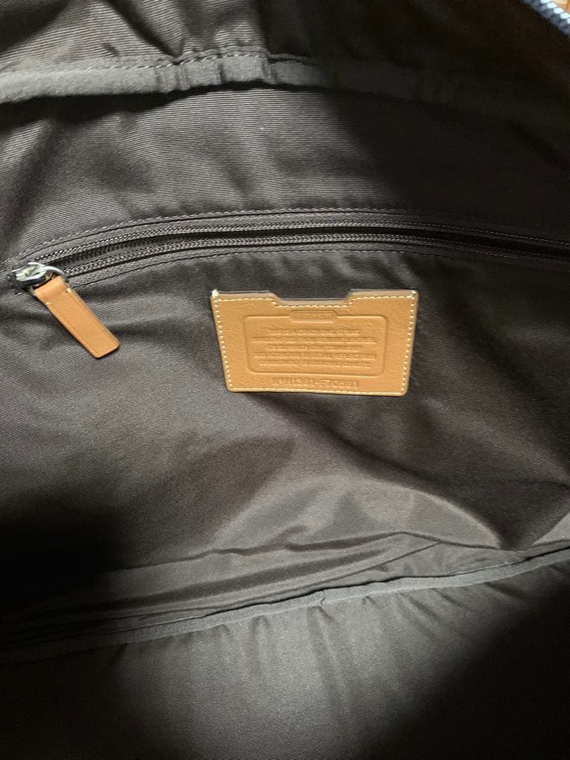 COACH ボストンバッグ ブラウン ストライプ
